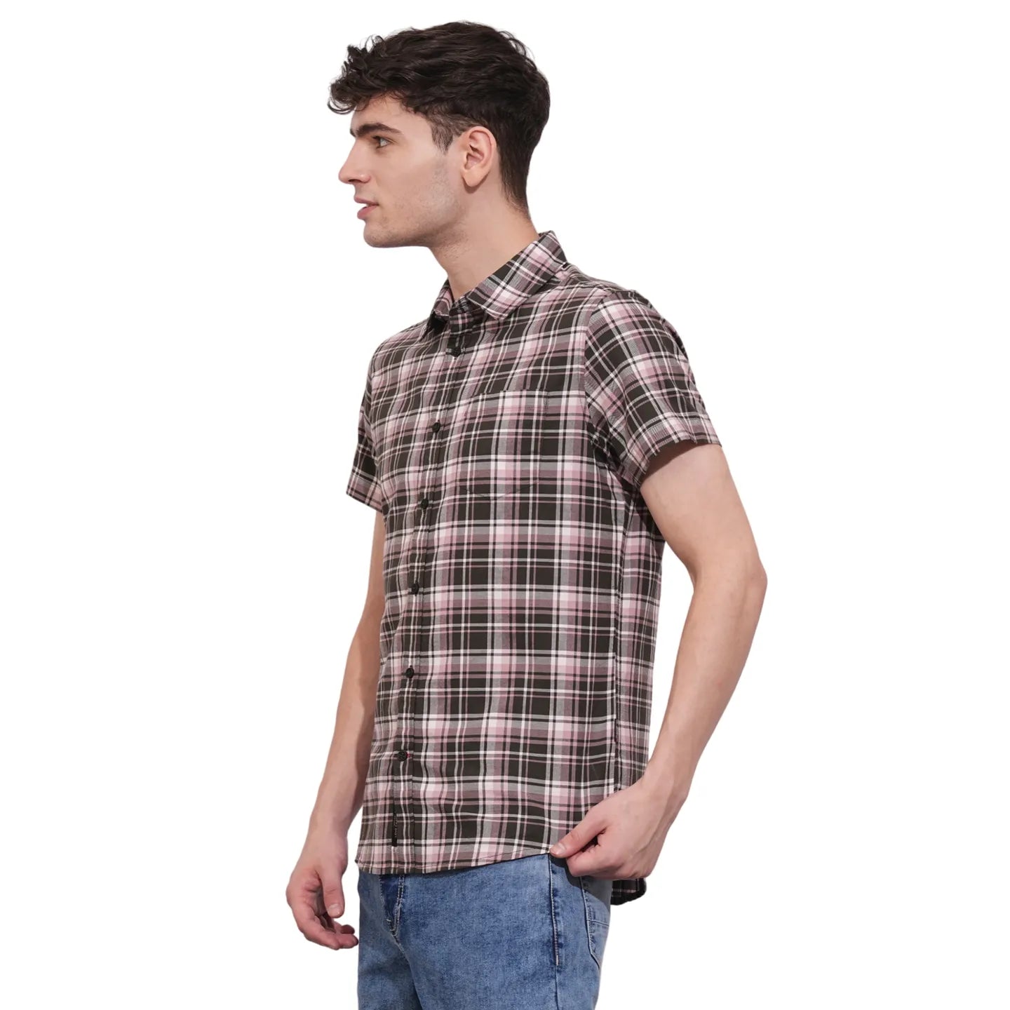 Light Pink Slim Fit Regular Collar Men's Shirt by Being Human Clothing