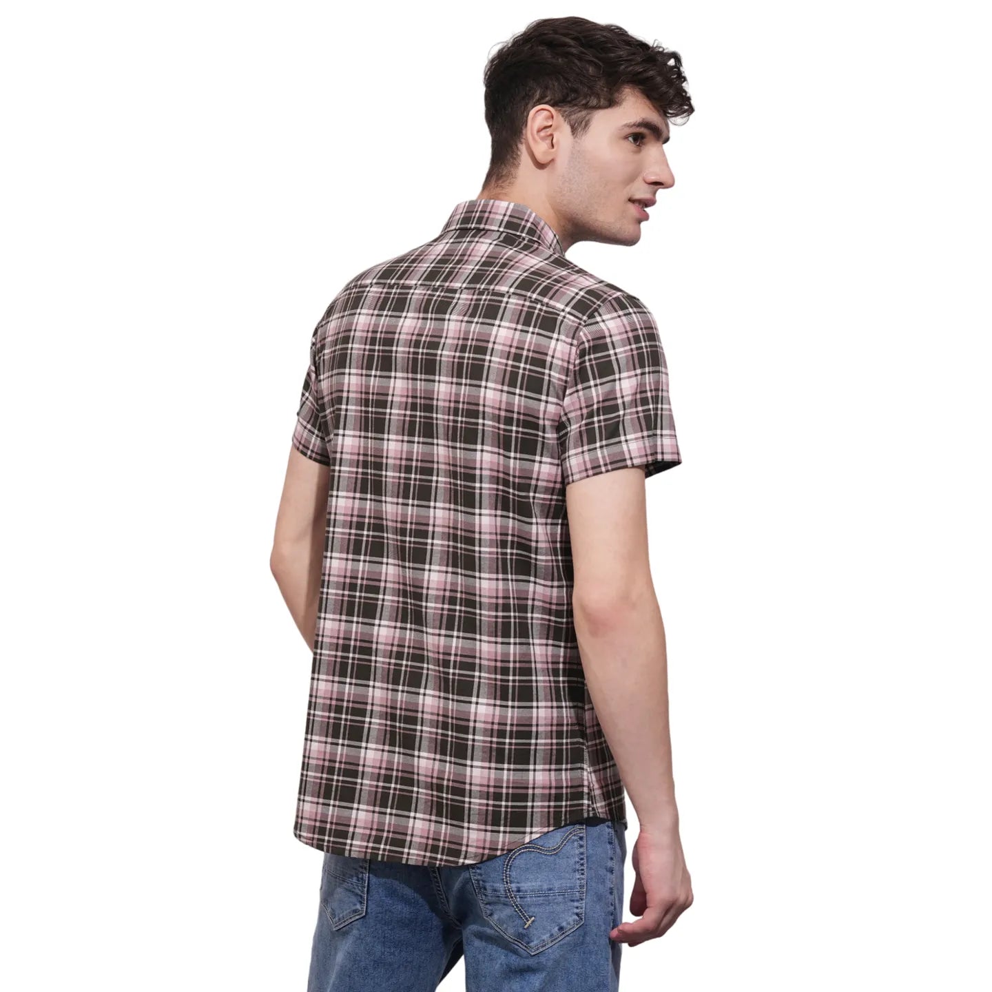 Light Pink Slim Fit Regular Collar Men's Shirt by Being Human Clothing