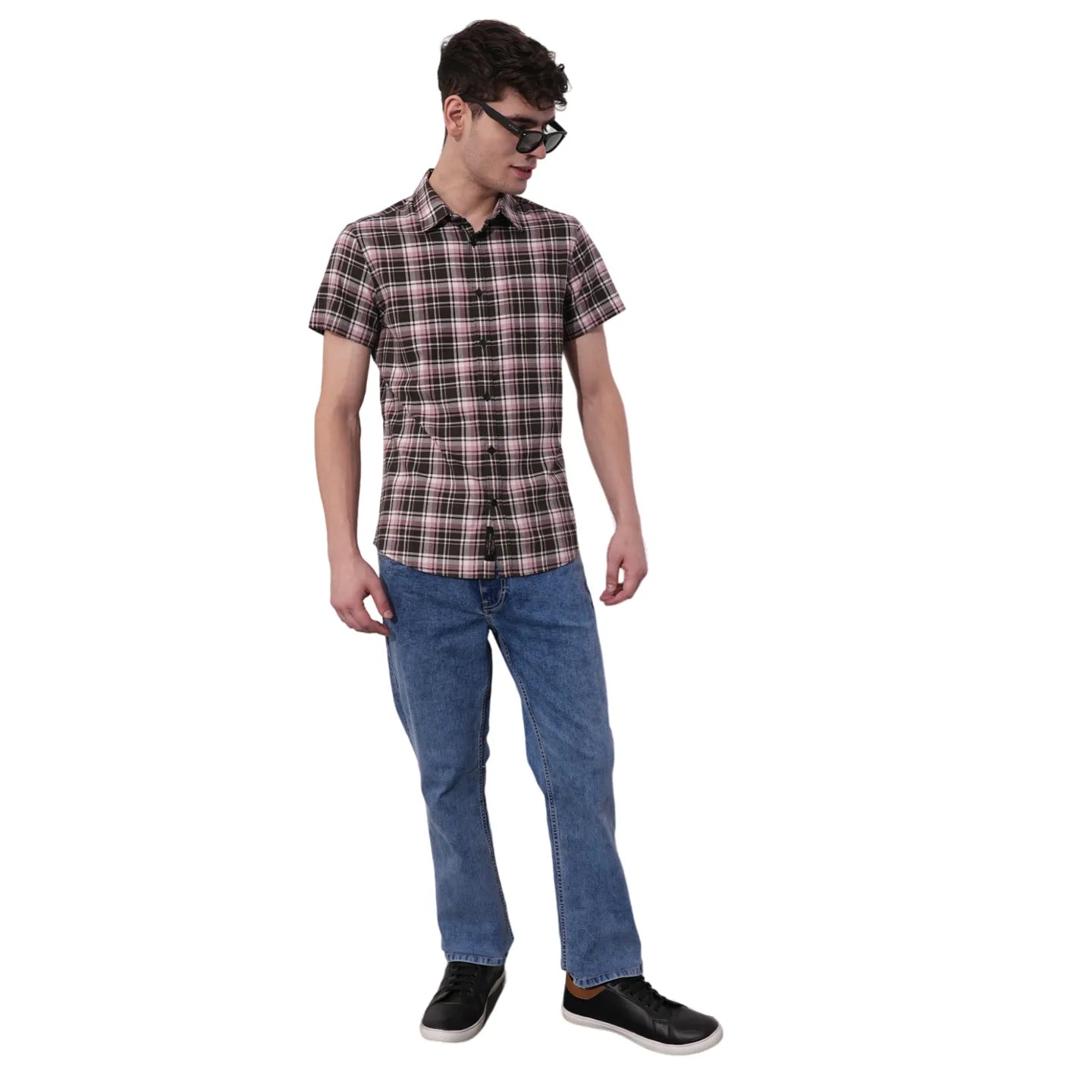 Light Pink Slim Fit Regular Collar Men's Shirt by Being Human Clothing