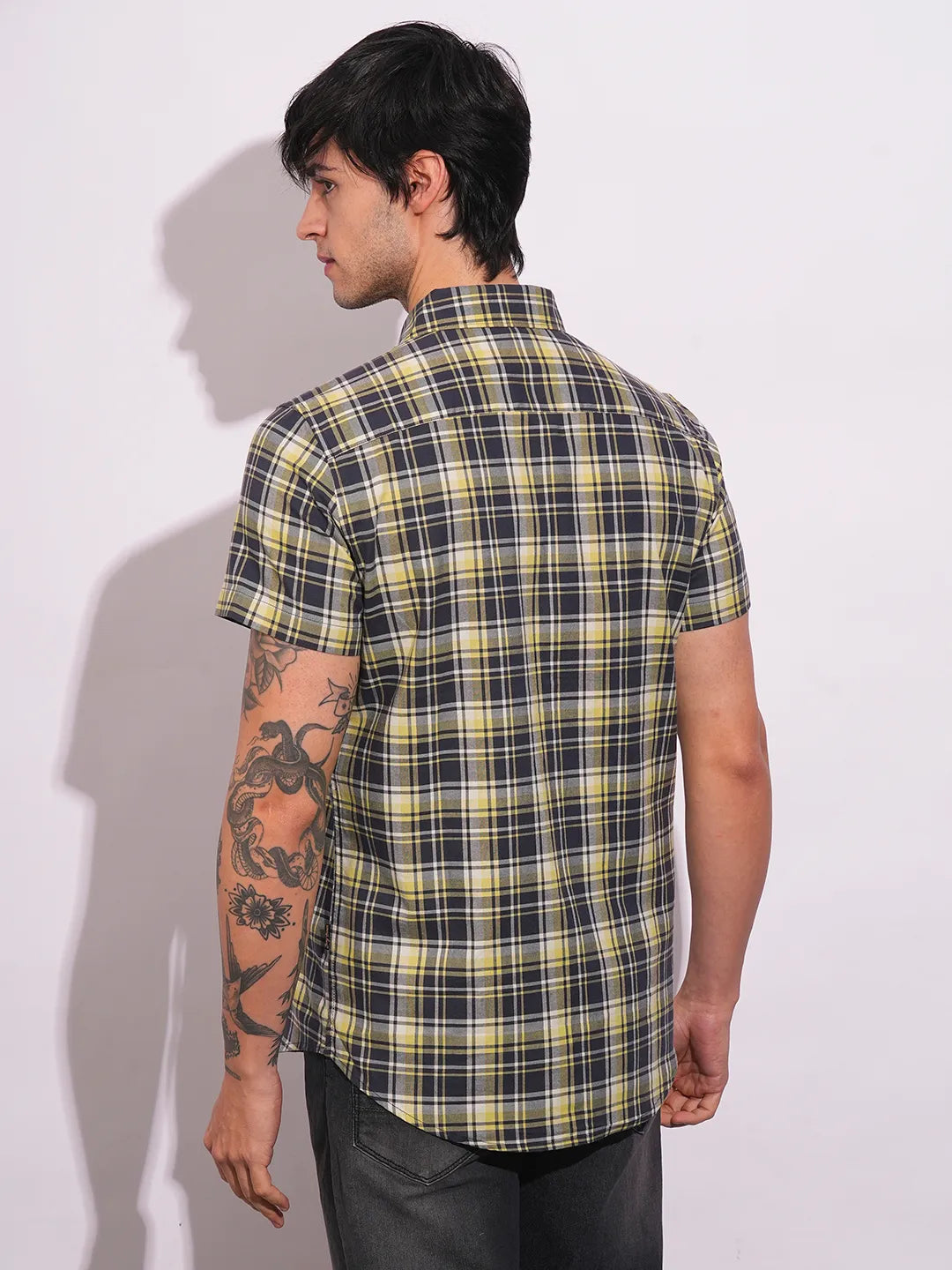 Yellow Slim Fit Regular Collar Men's Shirt by Being Human Clothing
