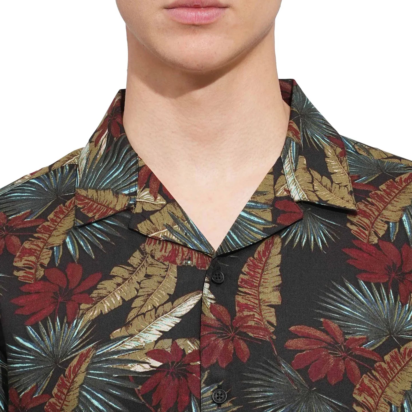 Black Slim Straight Fit Regular Collar Short Sleeves Men's Shirt by Being Human Clothing