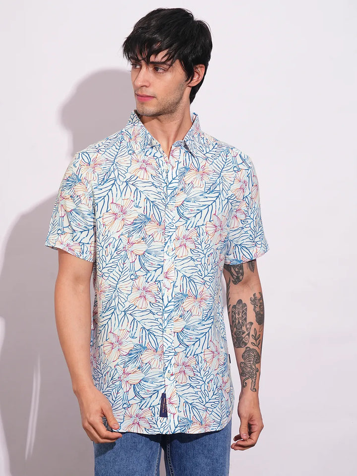 White Slim Fit Regular Collar Men's Shirt by Being Human Clothing