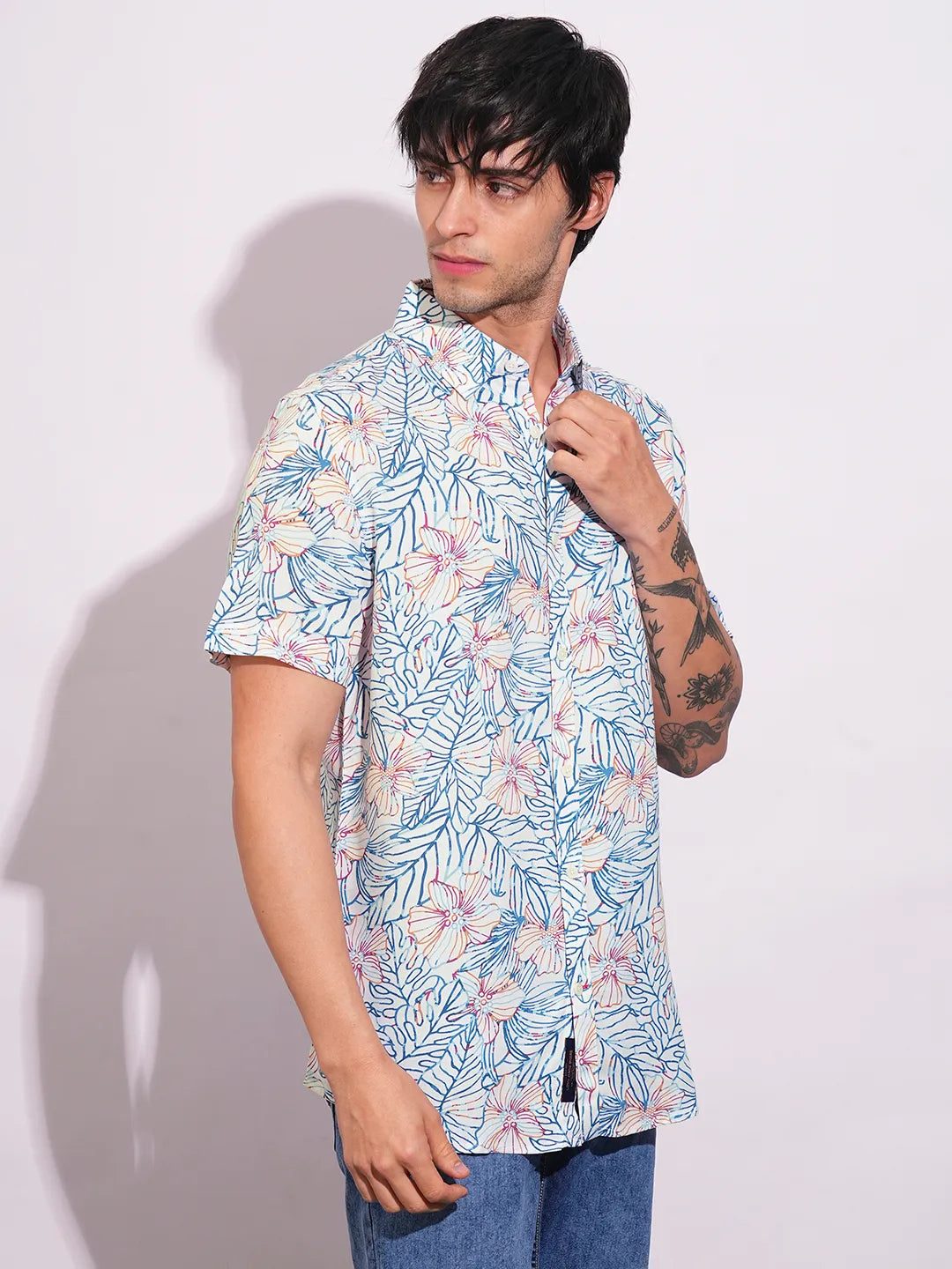 White Slim Fit Regular Collar Men's Shirt by Being Human Clothing