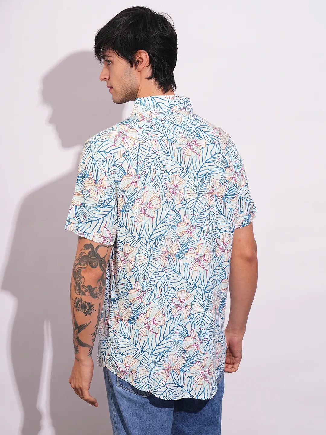 White Slim Fit Regular Collar Men's Shirt by Being Human Clothing