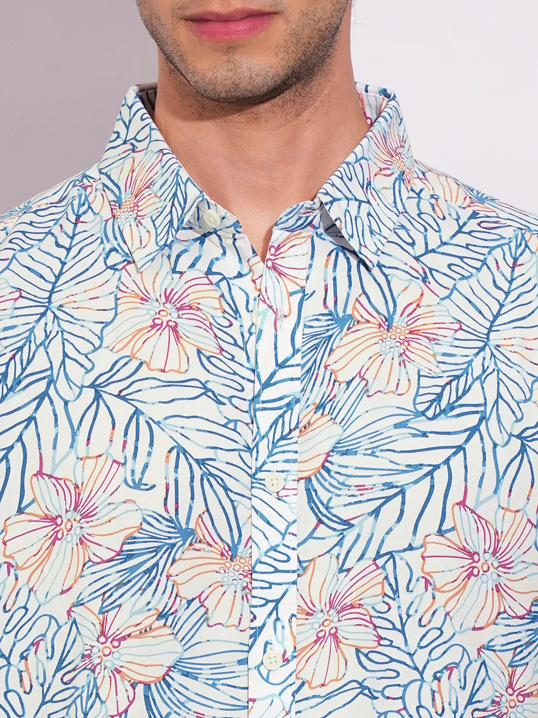 White Slim Fit Regular Collar Men's Shirt by Being Human Clothing