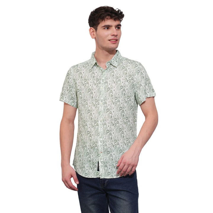 White Slim Straight Fit Regular Collar Short Sleeves Men's Shirt by Being Human Clothing