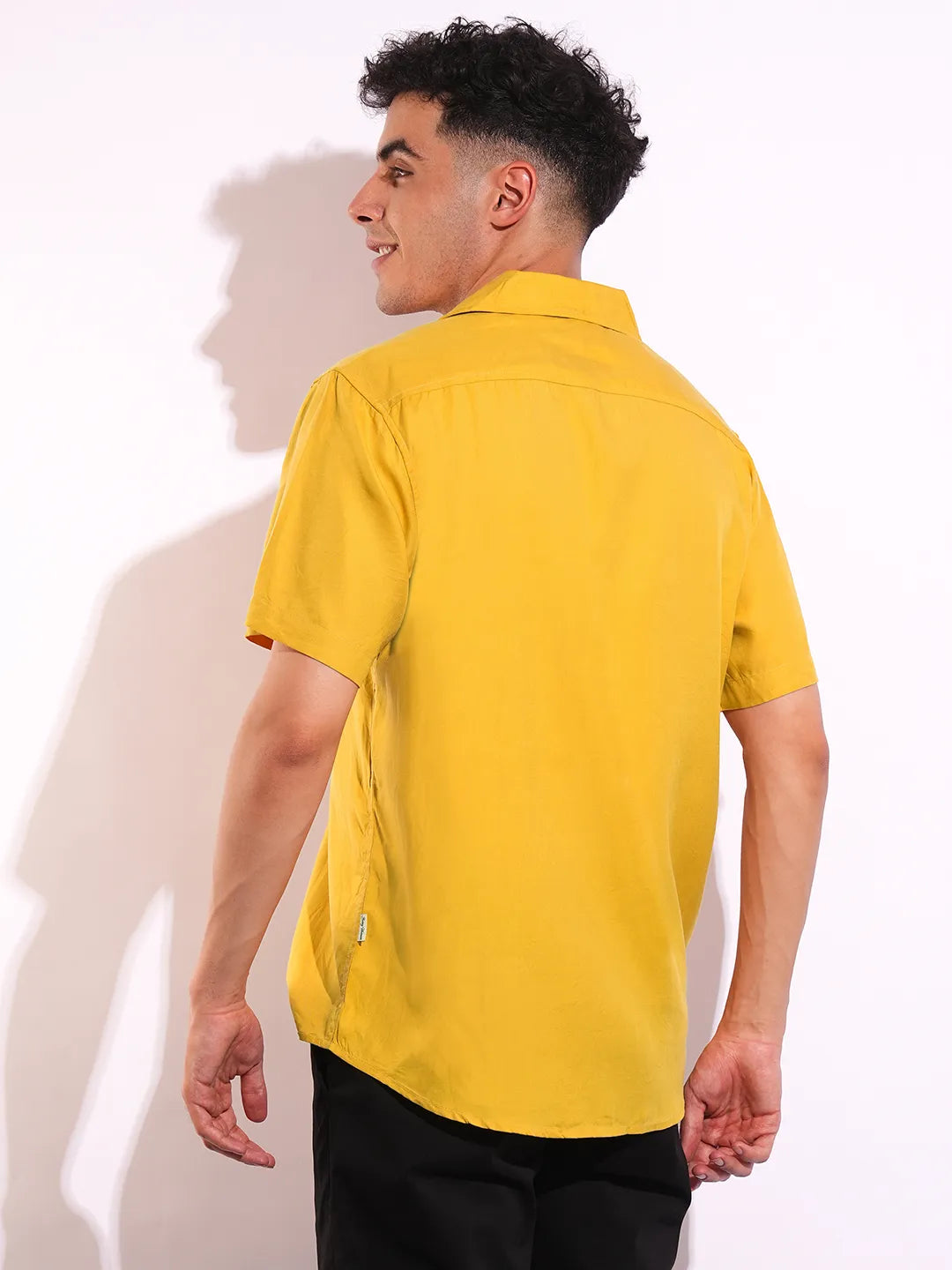 Yellow Regular Fit Regular Collar Short Sleeves Men's Shirt by Being Human Clothing