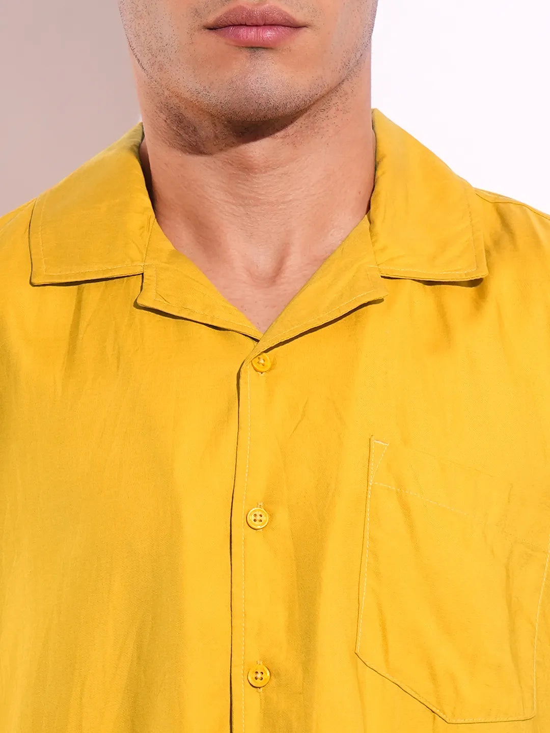 Yellow Regular Fit Regular Collar Short Sleeves Men's Shirt by Being Human Clothing