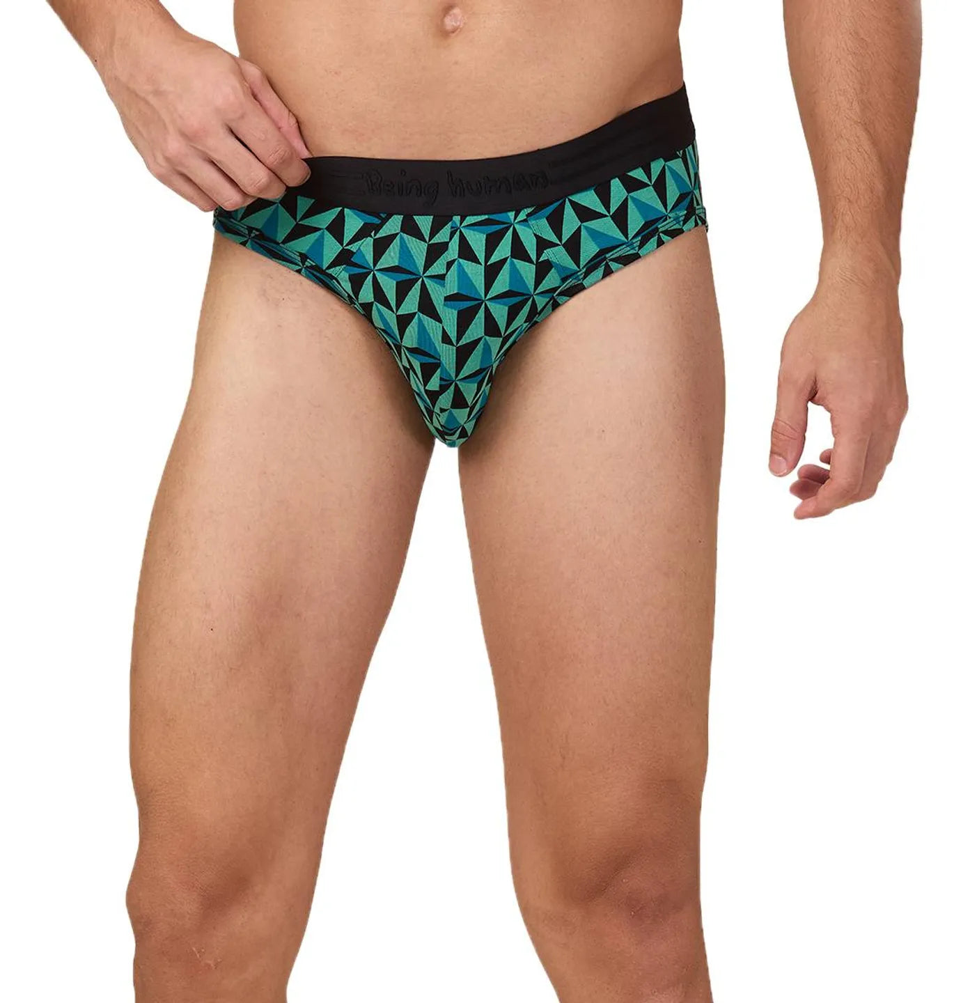 Being Human Clothing Mens- Mid Rise Brief Underwear Black Prt