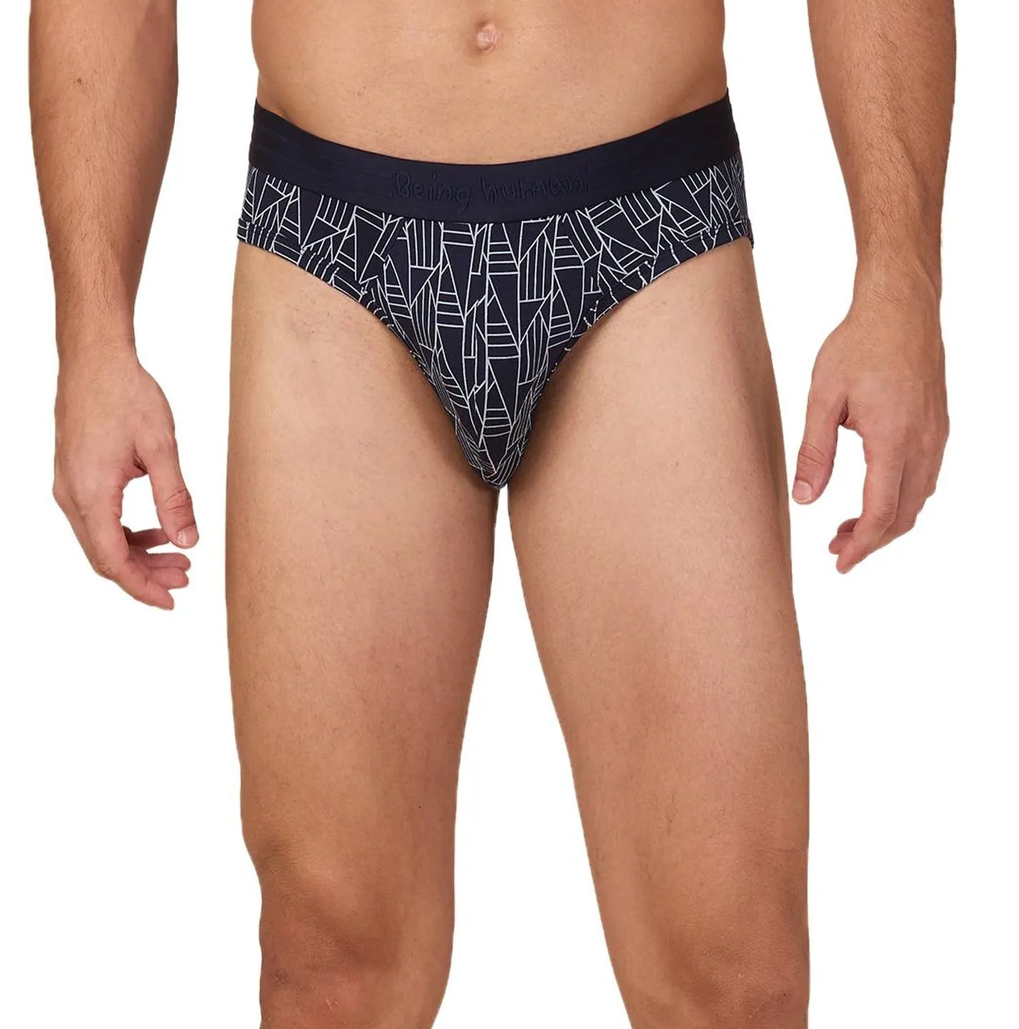 Being Human Clothing Mens- Mid Rise Brief Underwear Navy Prt