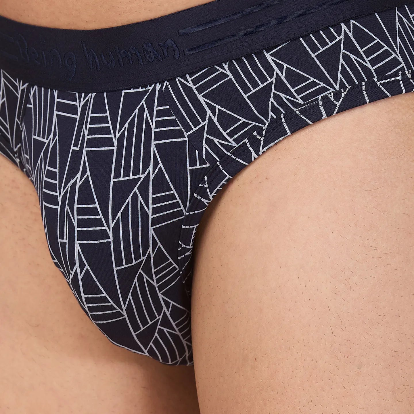 Being Human Clothing Mens- Mid Rise Brief Underwear Navy Prt