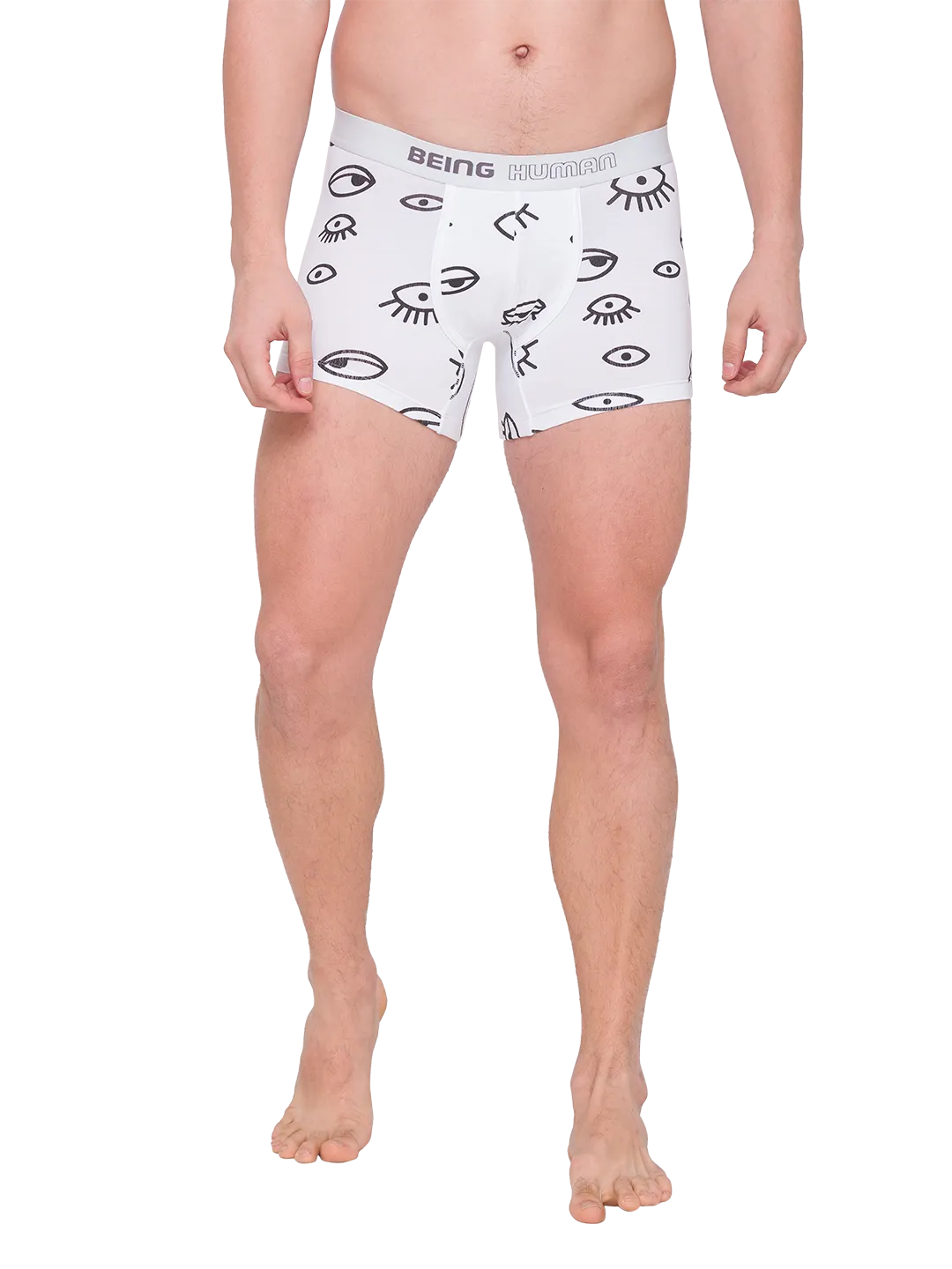 White Regular Fit Cotton Trunk by Being Human Clothing