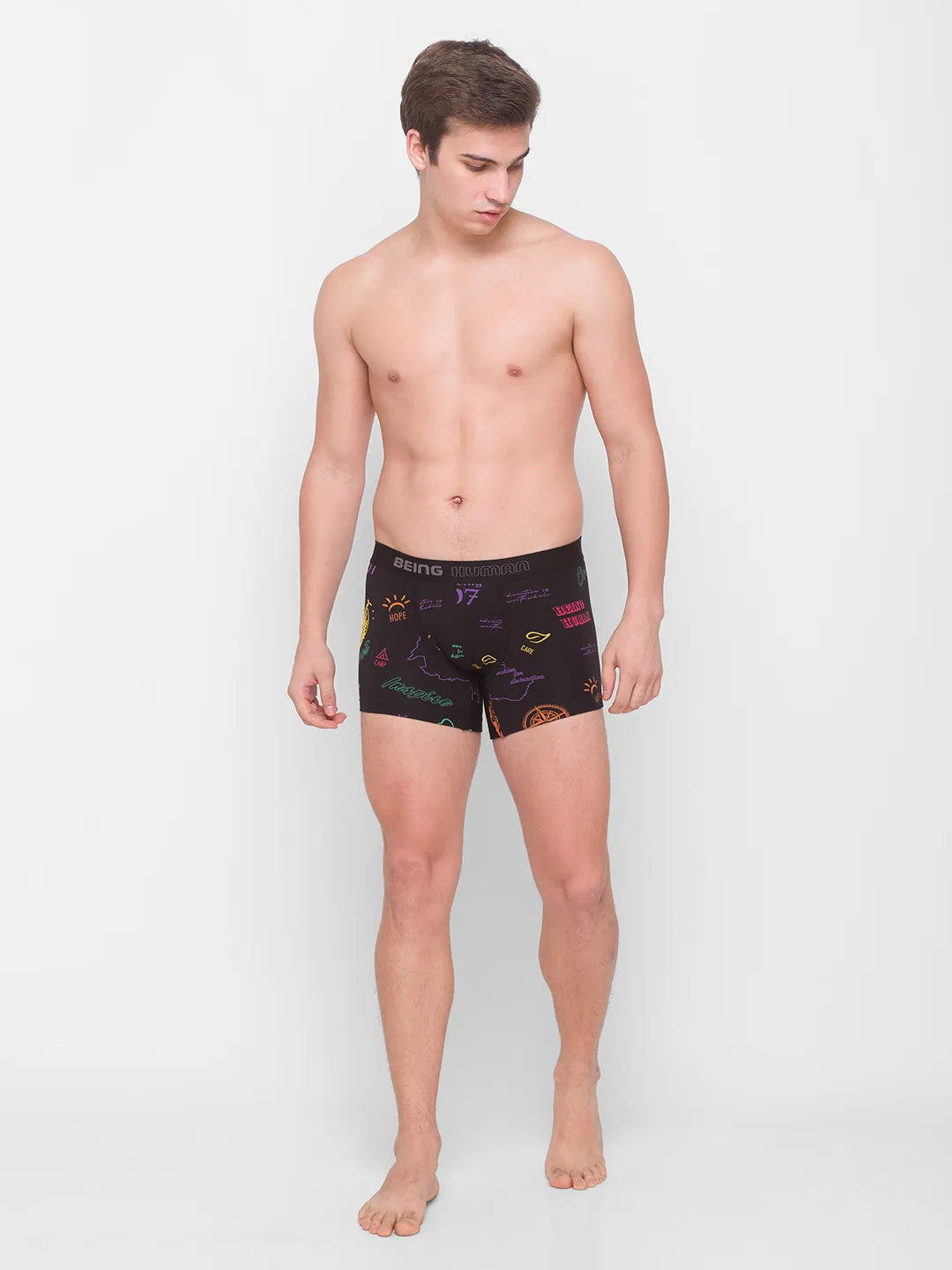 White Regular Fit Cotton Trunk by Being Human Clothing