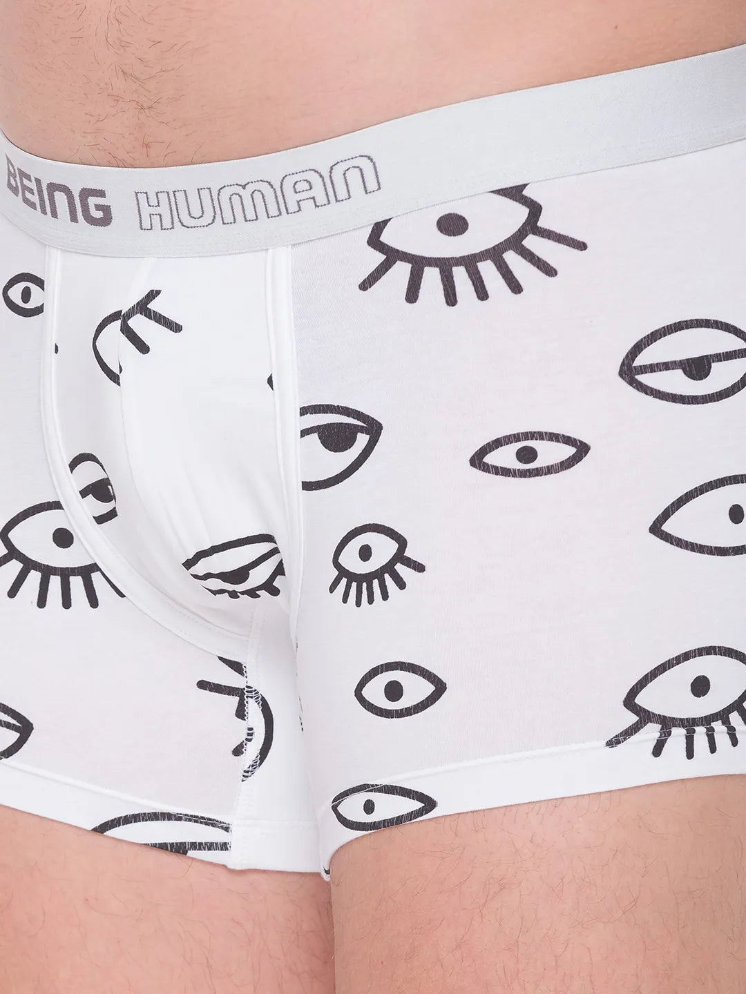 White Regular Fit Cotton Trunk by Being Human Clothing