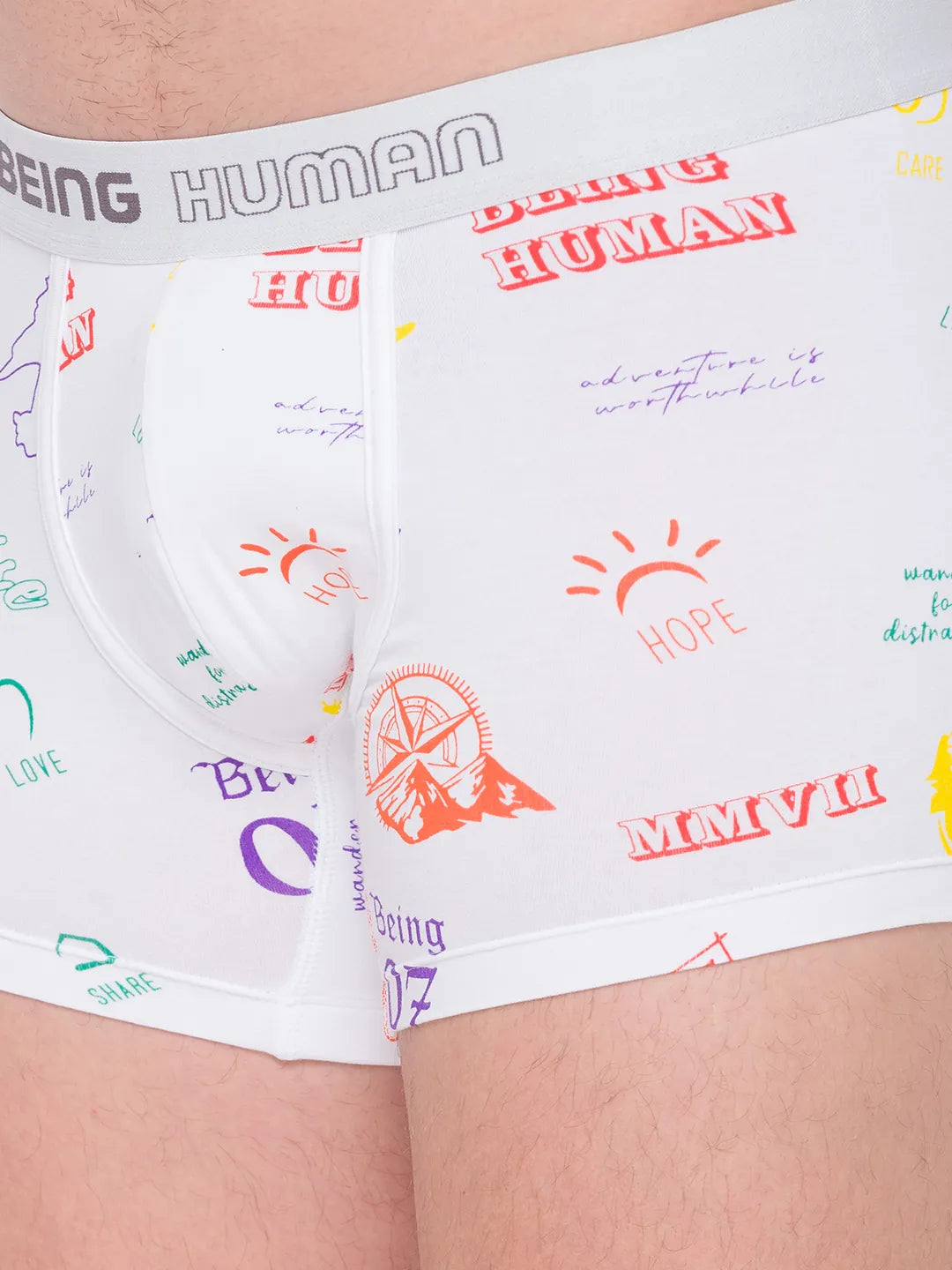 White Regular Fit Cotton Trunk by Being Human Clothing