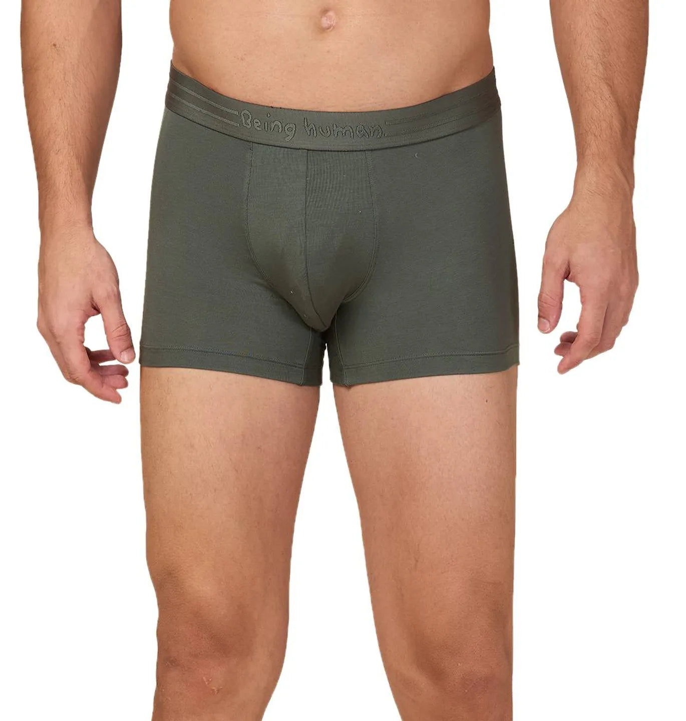 Being Human Clothing Mens- Mid Rise Trunk Underwear Olive