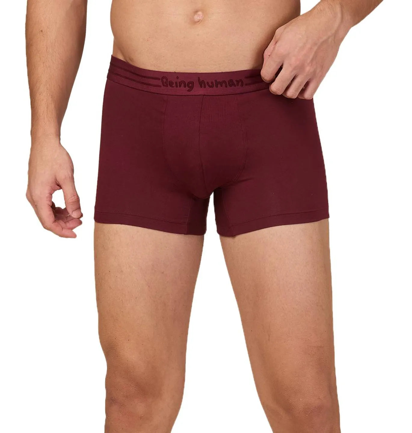Being Human Clothing Mens- Mid Rise Trunk Underwear Wine