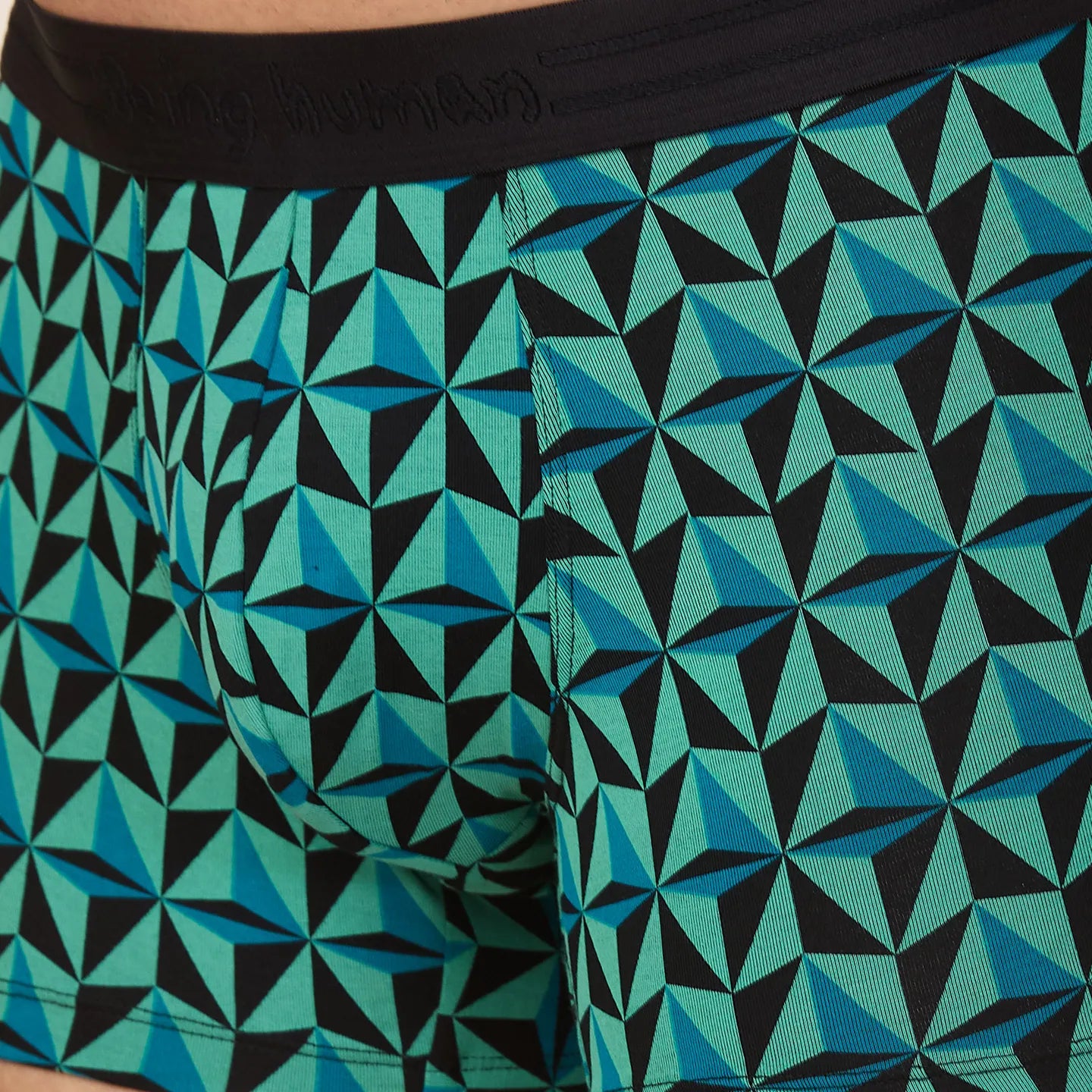 Being Human Clothing Mens- Mid Rise Trunk Underwear Black Prt