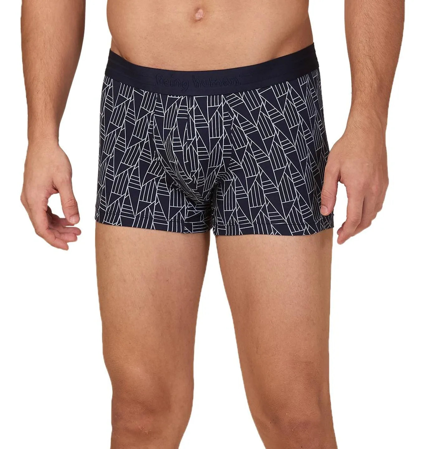 Being Human Clothing Mens- Mid Rise Trunk Underwear Navy Prt