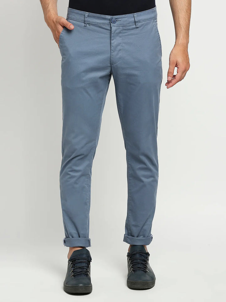 Blue Slim Fit Chinos For Men By Being Human Clothing