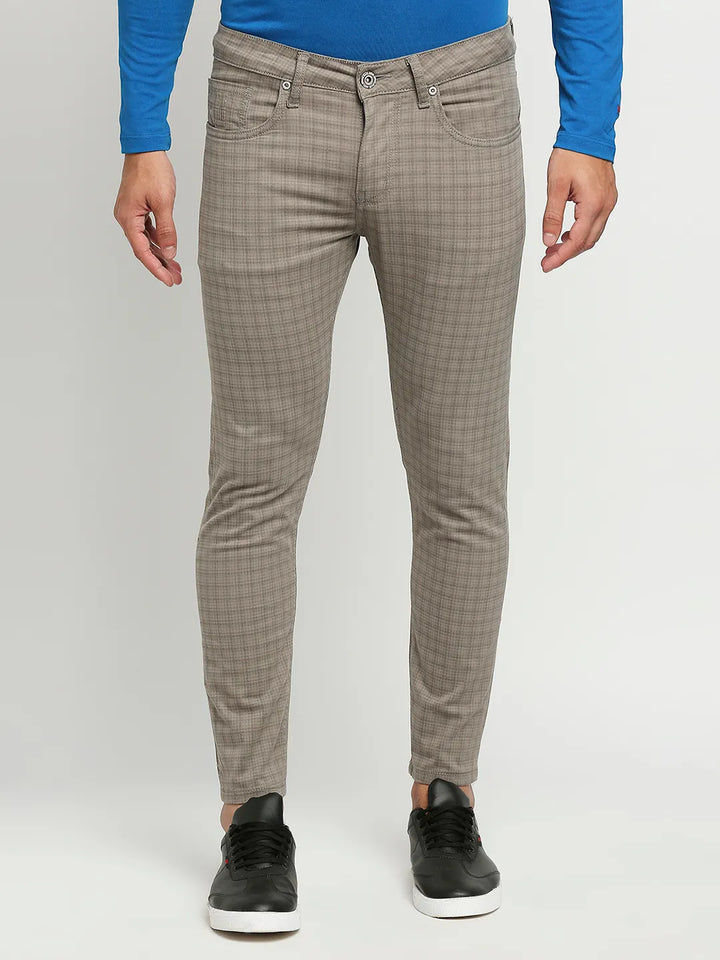 Grey Skinny Cropped Fit Men's Chinos