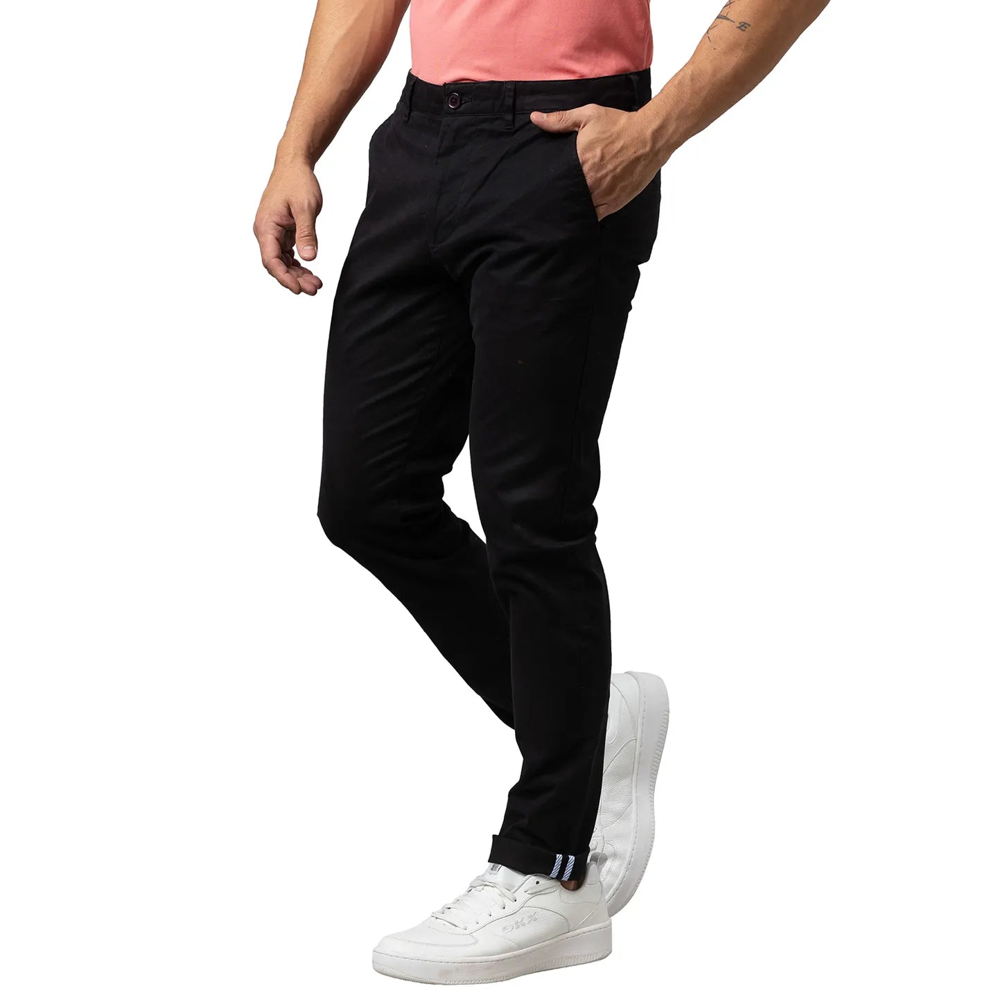 Black Slim Straight Fit Men's Chinos by Being Human Clothing
