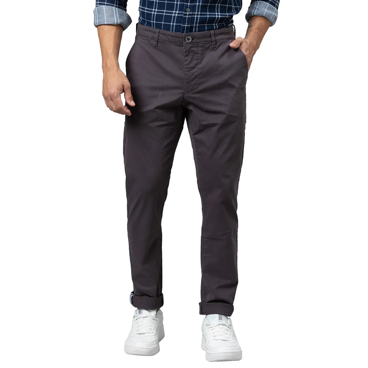 Grey Slim Straight Fit Men's Chinos by Being Human Clothing