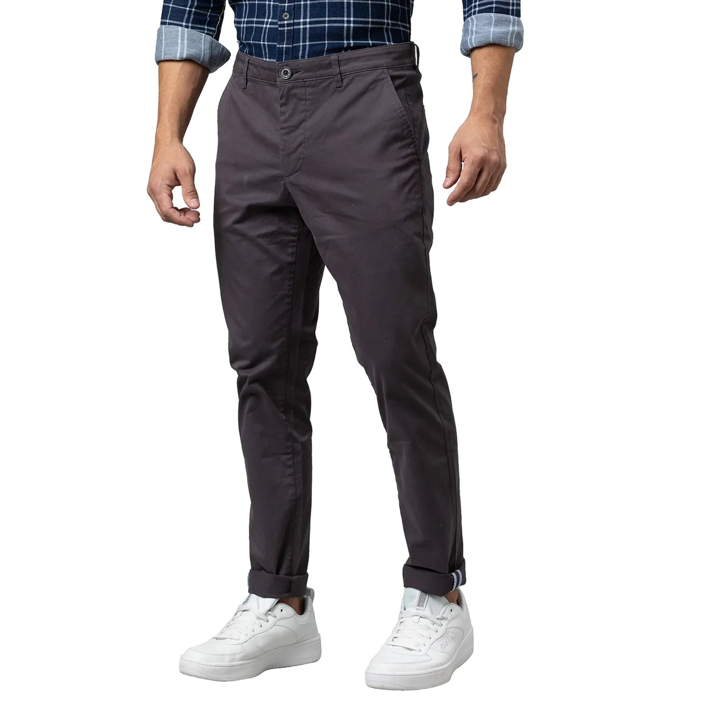 Grey Slim Straight Fit Men's Chinos by Being Human Clothing