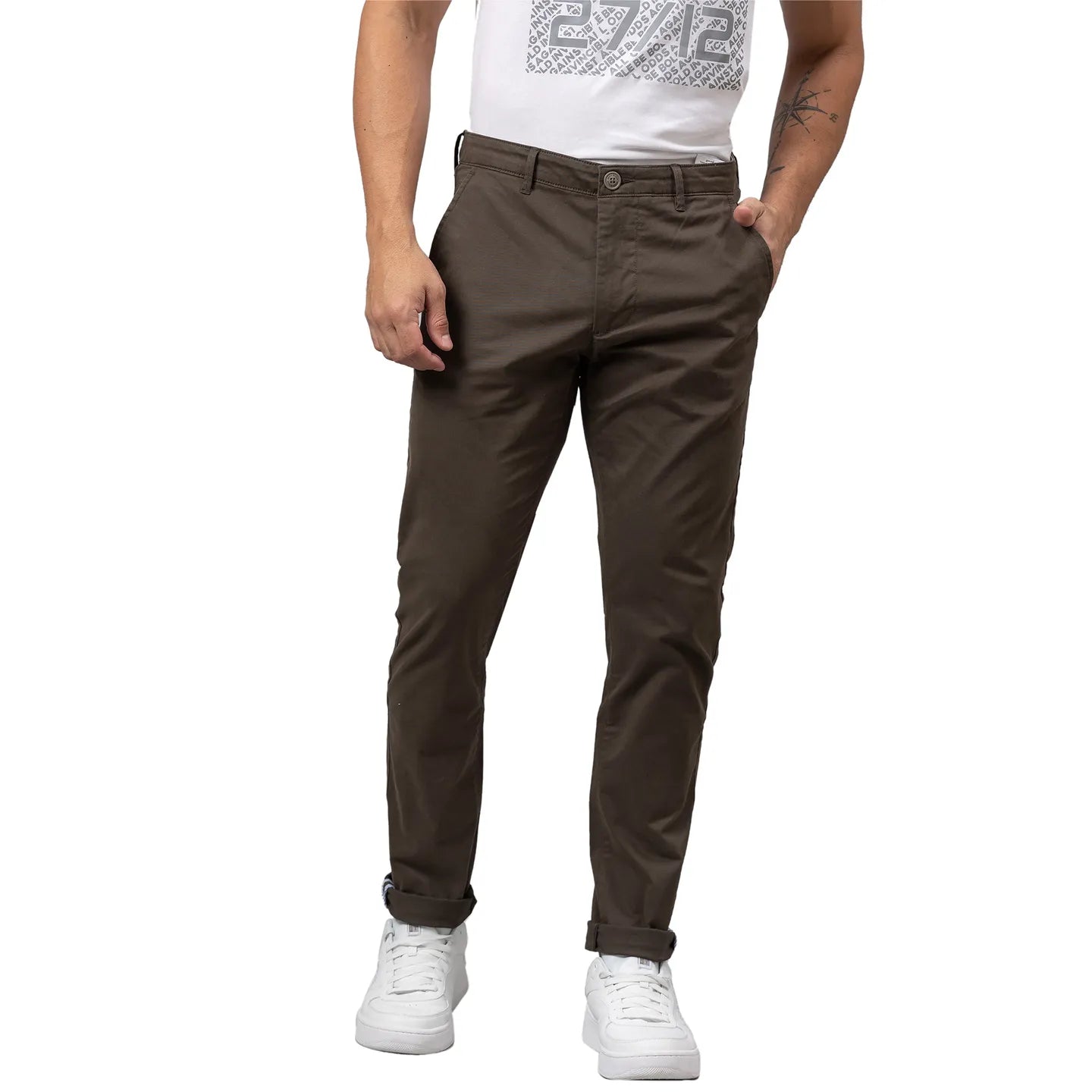 Being Human Clothing Men Slim Fit Chino-Olive