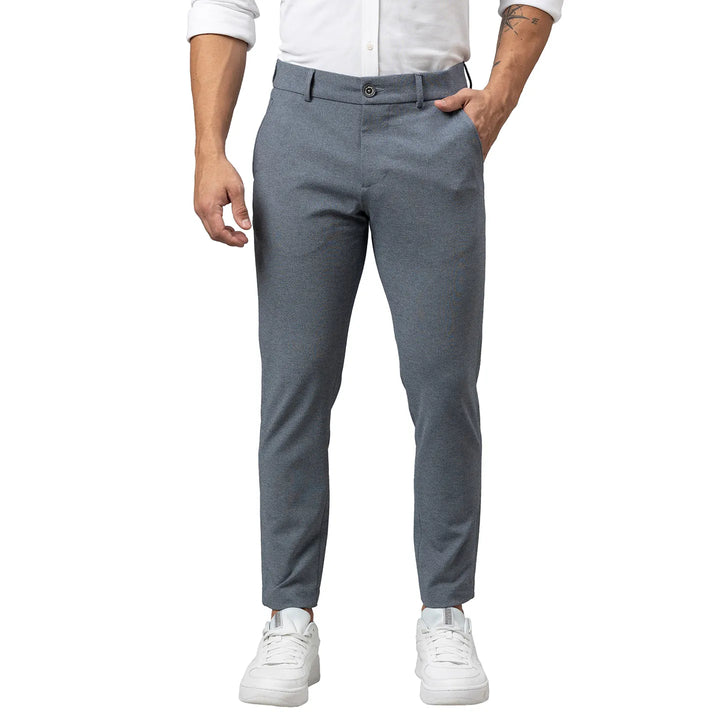 Blue Cropped Fit Men's Chinos