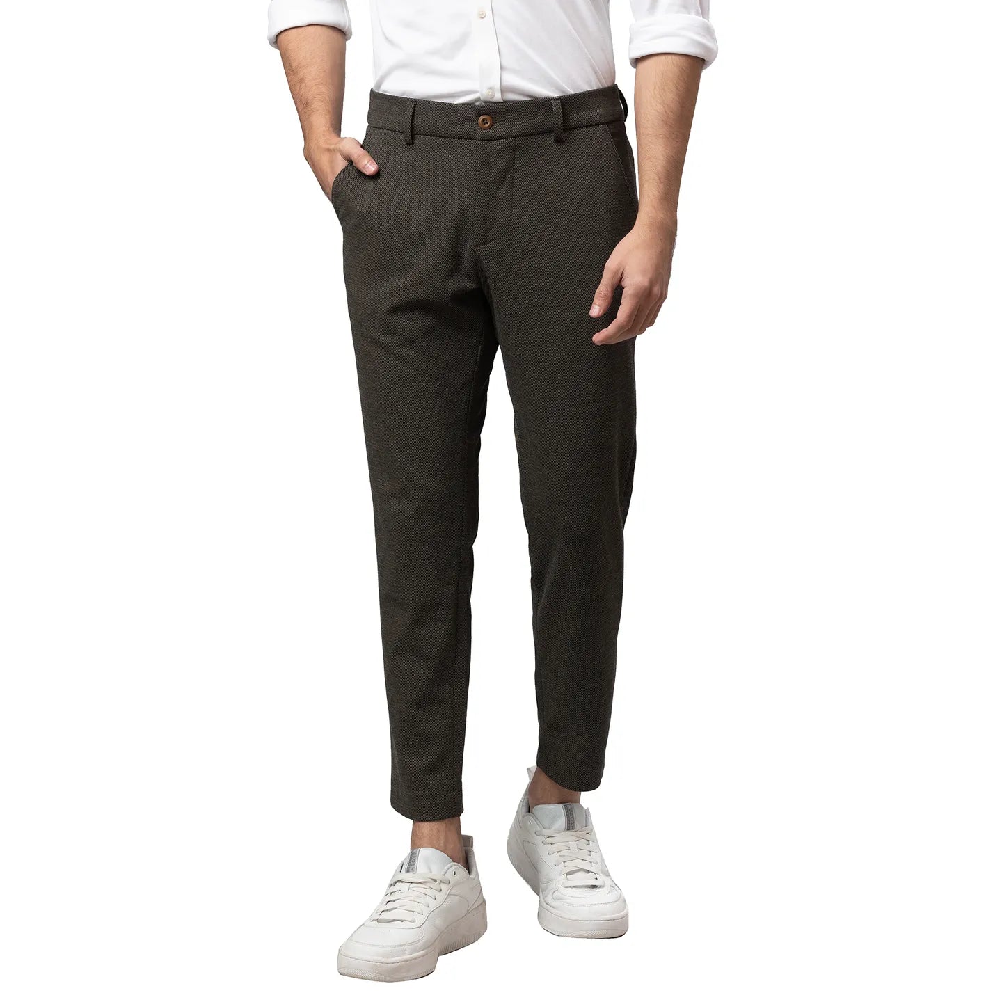 Brown Cropped Fit Men's Chinos by Being Human Clothing