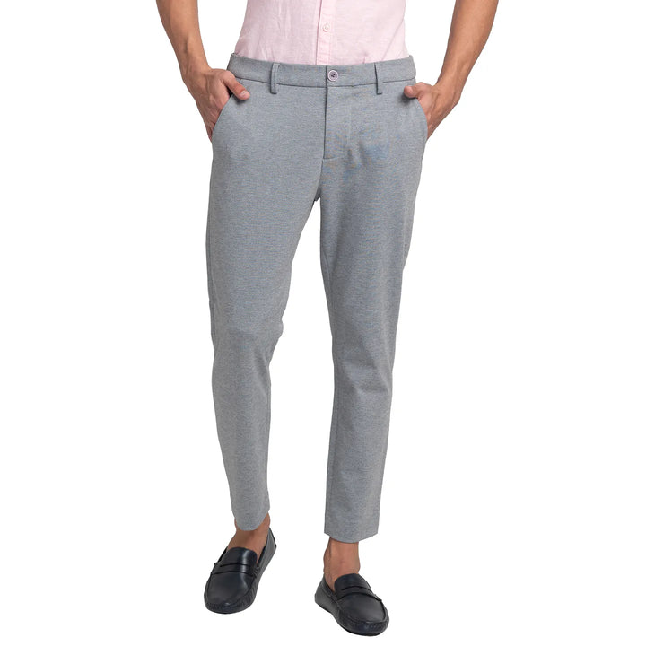 Grey Cropped Fit Chinos For Men By Being Human Clothing