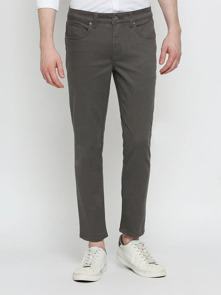Grey Cropped Fit Chinos For Men By Being Human Clothing