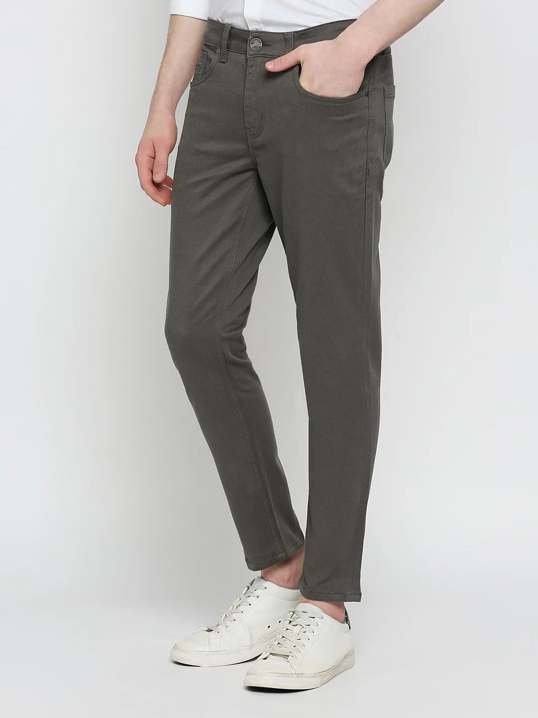 Being Human Clothing Men Cropped Fit Chino-Dark Grey