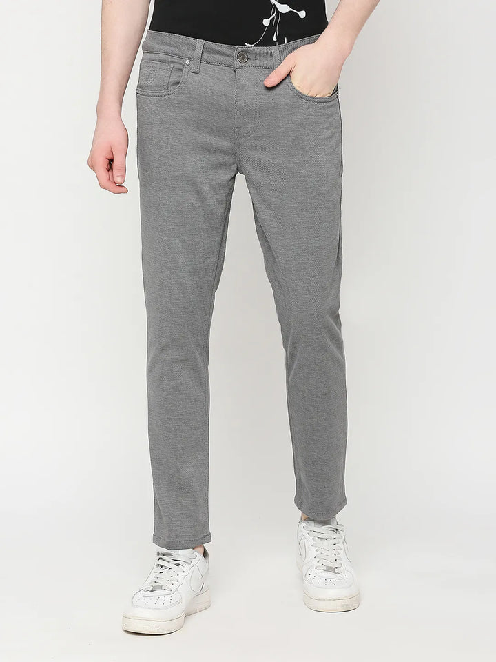 Grey Cropped Fit Chinos For Men By Being Human Clothing