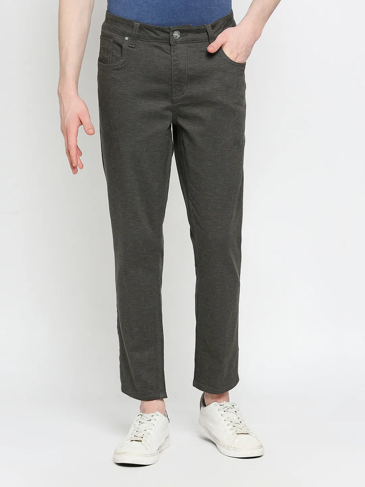 Dark Grey Cropped Fit Men's Chinos by Being Human Clothing
