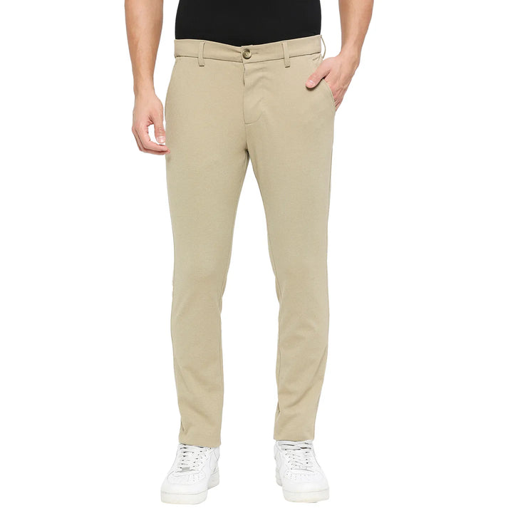 Khaki Cropped Fit Chinos For Men By Being Human Clothing