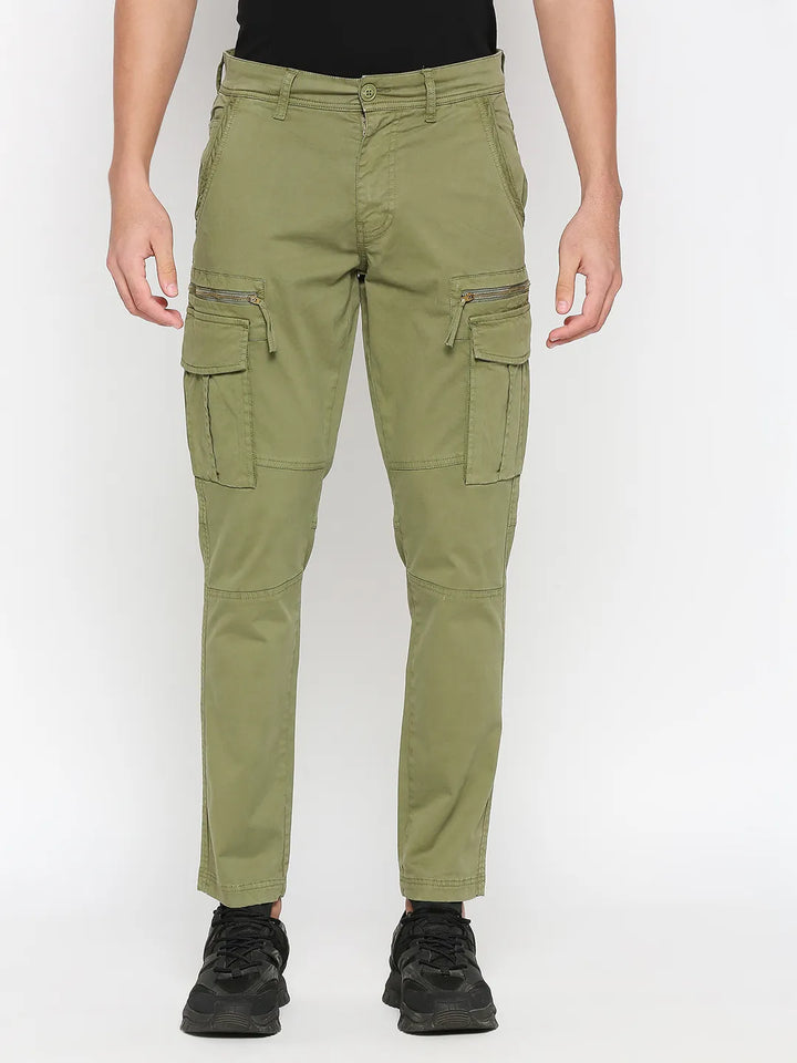 Olive Slim Fit Men's Cargos by Being Human Clothing