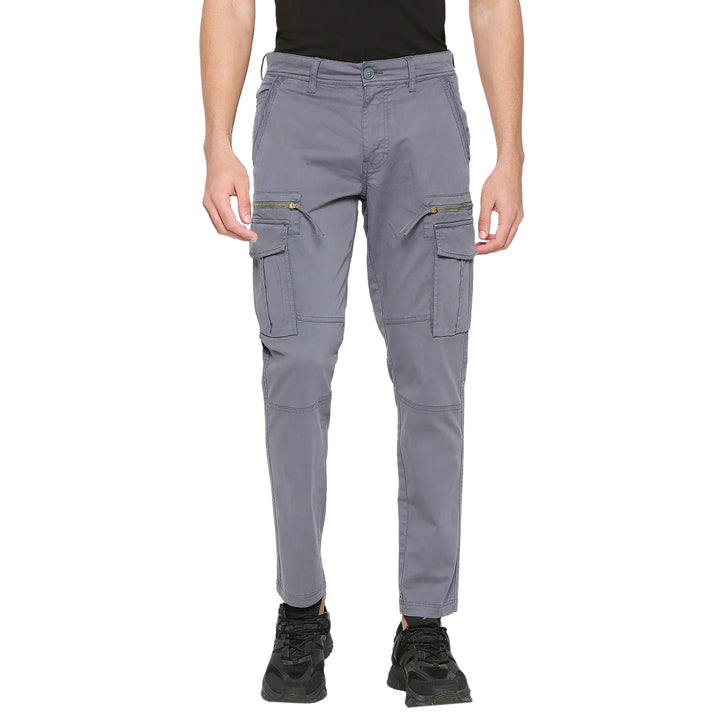 Grey Slim Fit Men's Cargos by Being Human Clothing