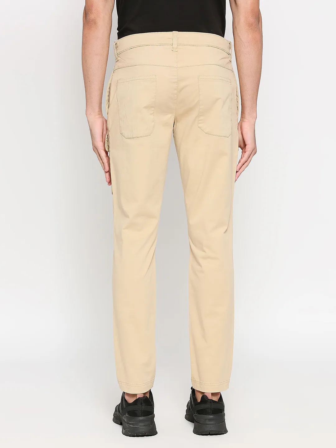 Beige Slim Straight Fit Men's Cargos by Being Human Clothing