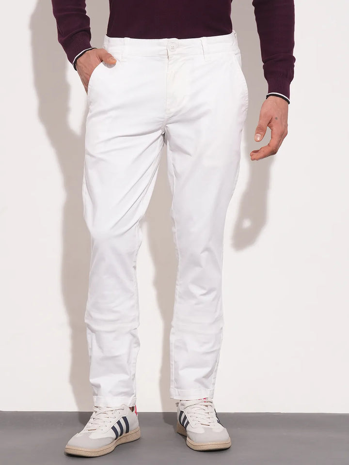 White Slim Straight Fit Men's Chinos by Being Human Clothing