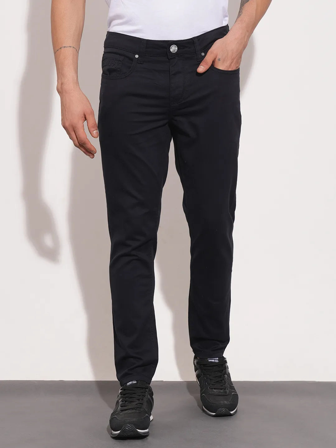Black Cropped Fit Chinos For Men By Being Human Clothing
