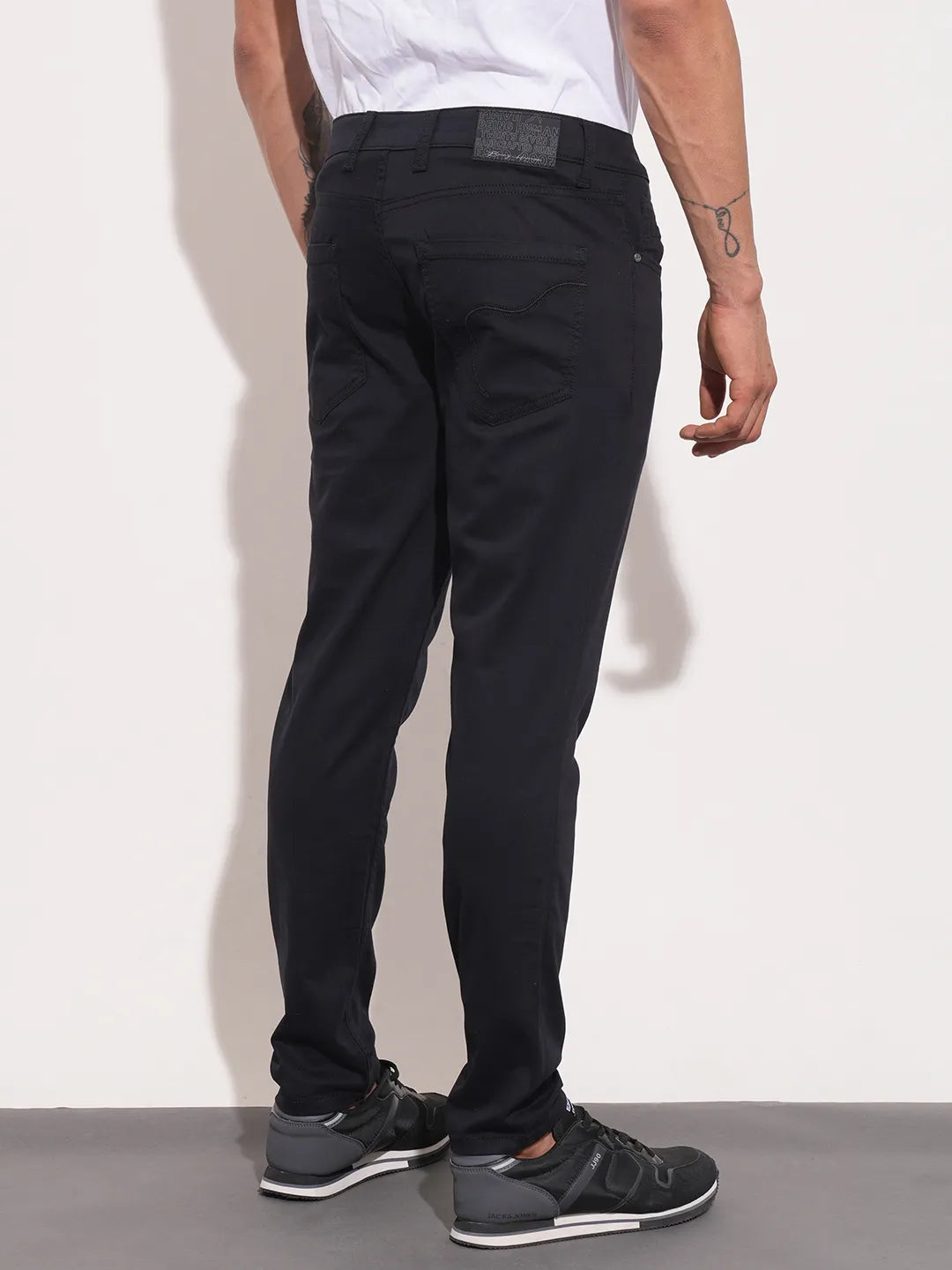 Black Cropped Fit Chinos For Men By Being Human Clothing