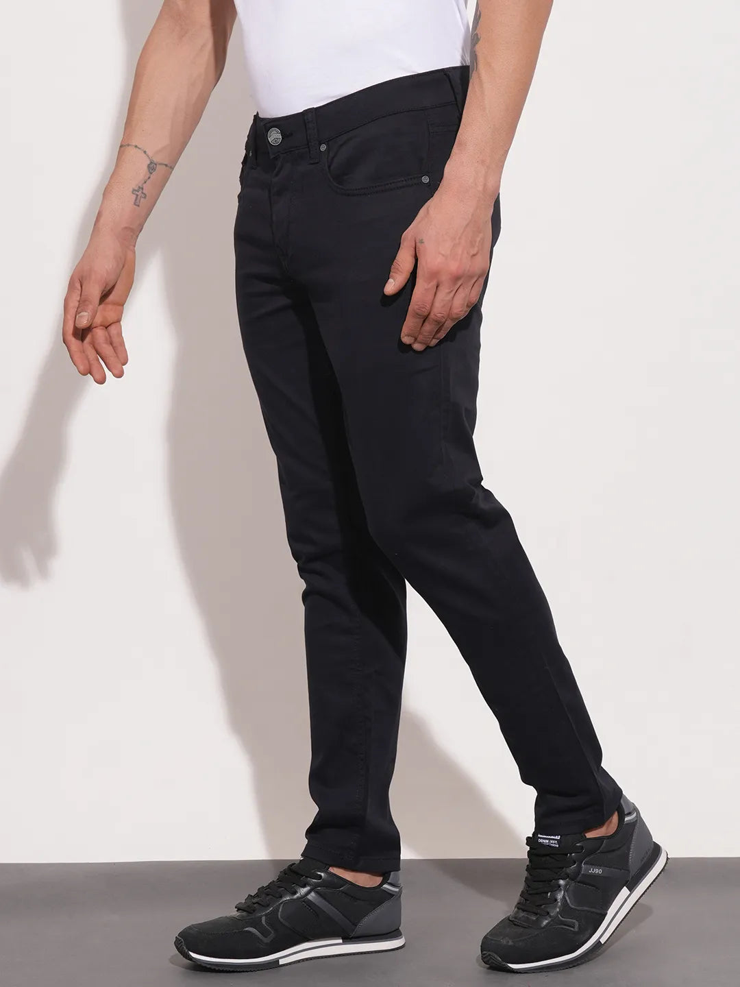 Black Cropped Fit Chinos For Men By Being Human Clothing
