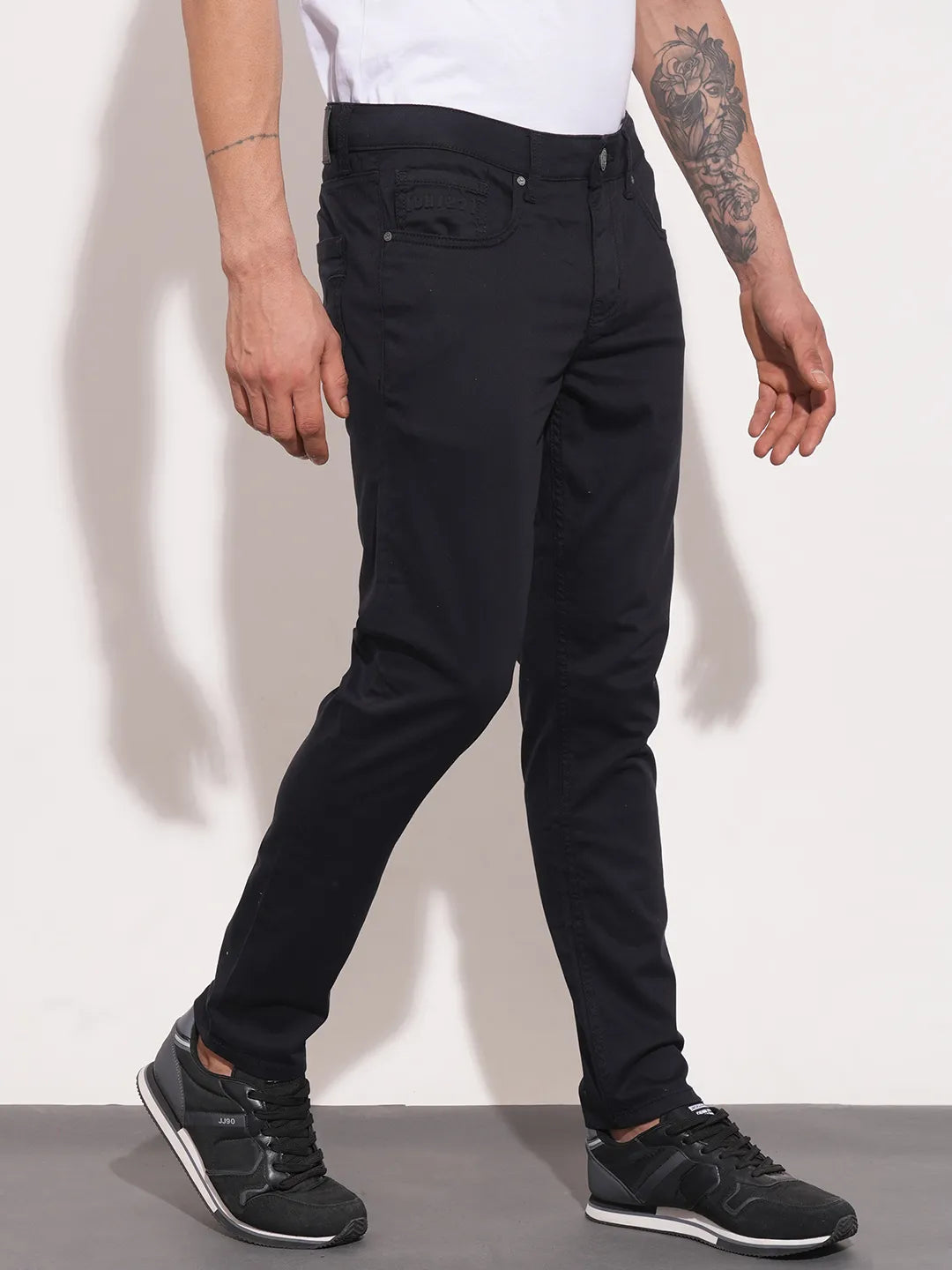 Black Cropped Fit Chinos For Men By Being Human Clothing