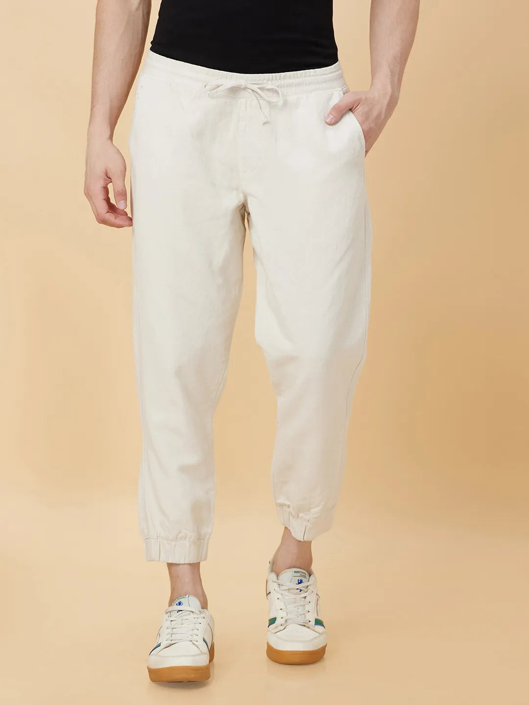 Beige Jogger fit Men's Joggers by Being Human Clothing