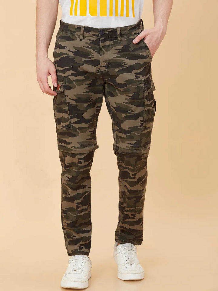 Olive slim Fit Cargos for Men By Being Human Clothing