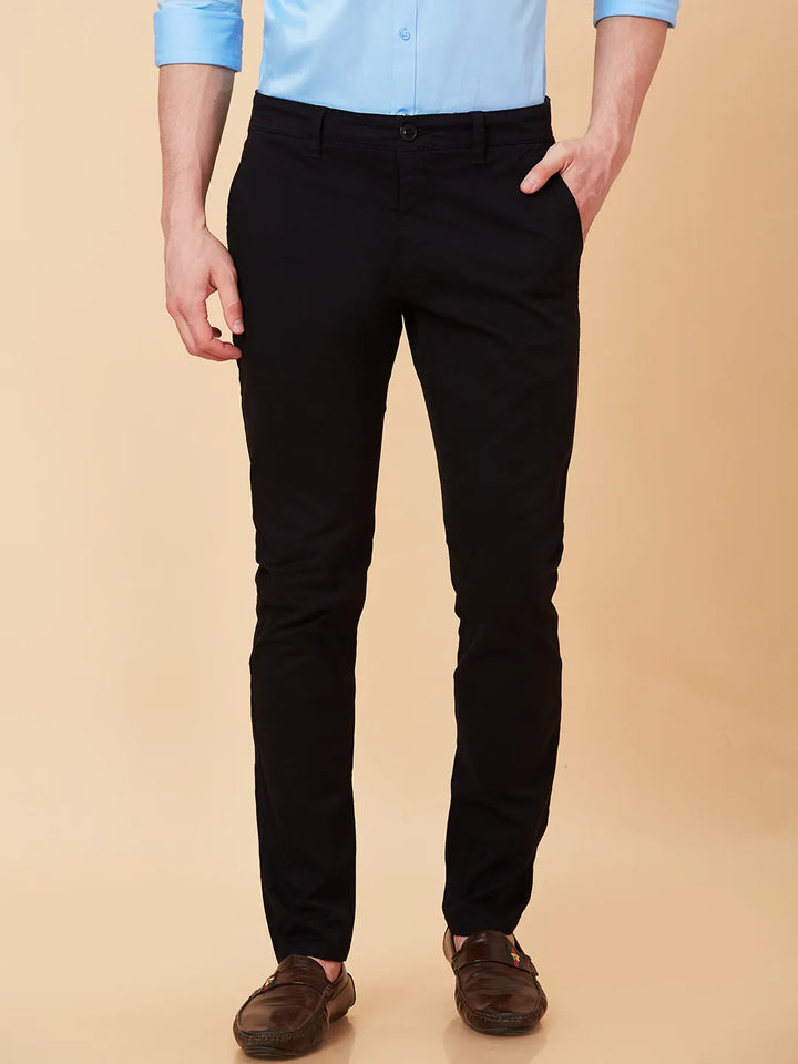 Black Slim Fit Chinos For Men By Being Human Clothing