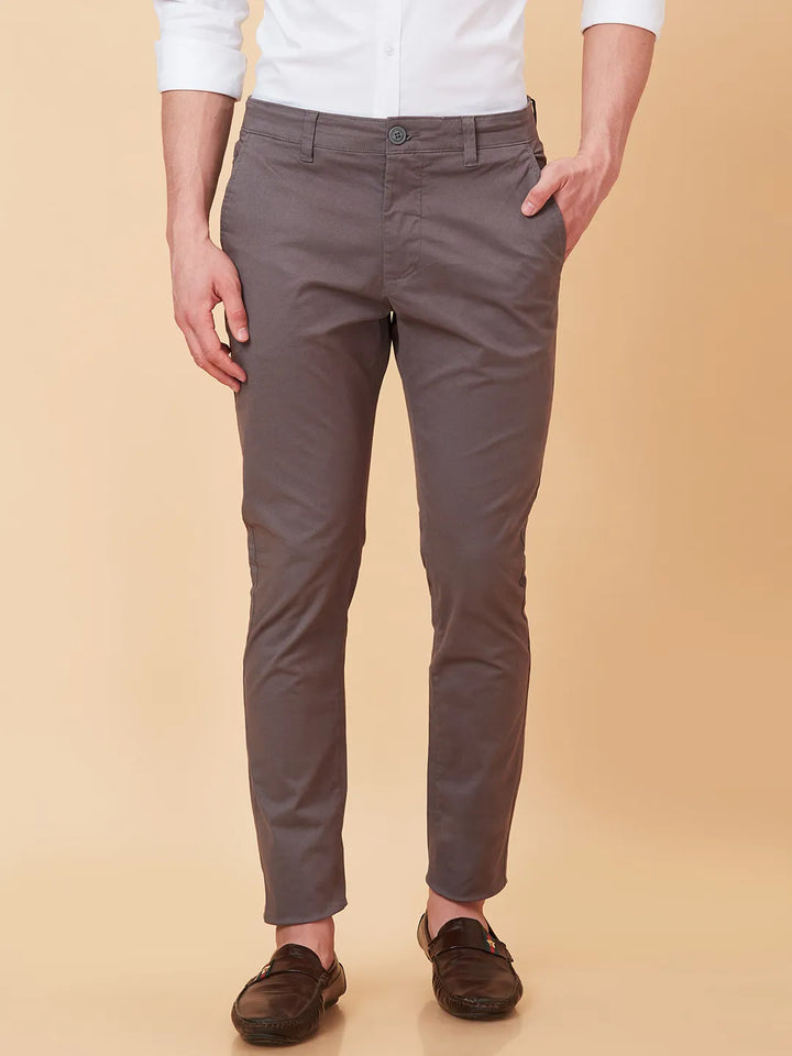 Brown Slim Fit Chinos For Men By Being Human Clothing