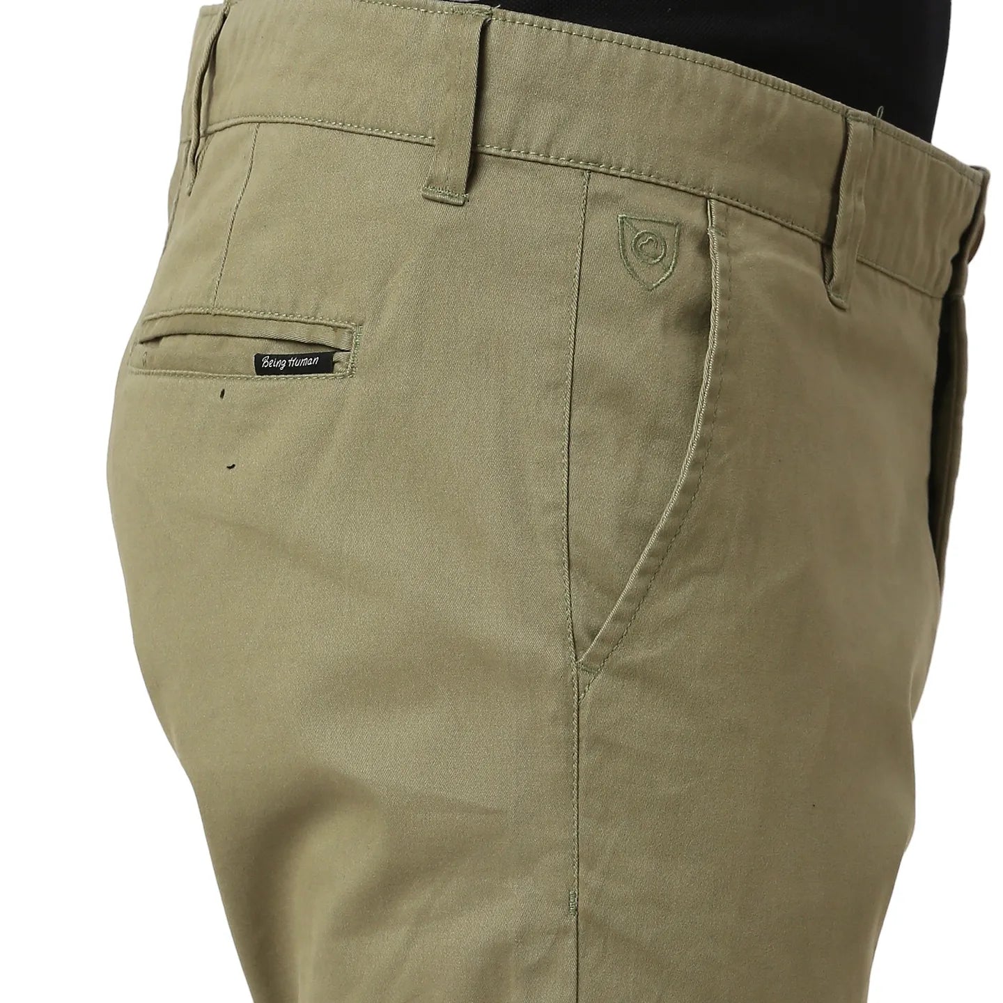 Being Human Clothing Men Slim  Fit Non Denim-Olive
